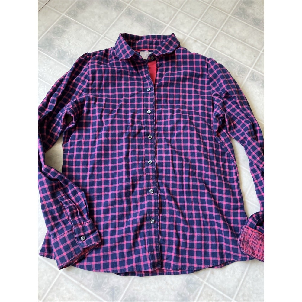 Banana Republic Navy and Pink Plaid Button-Down Shirt